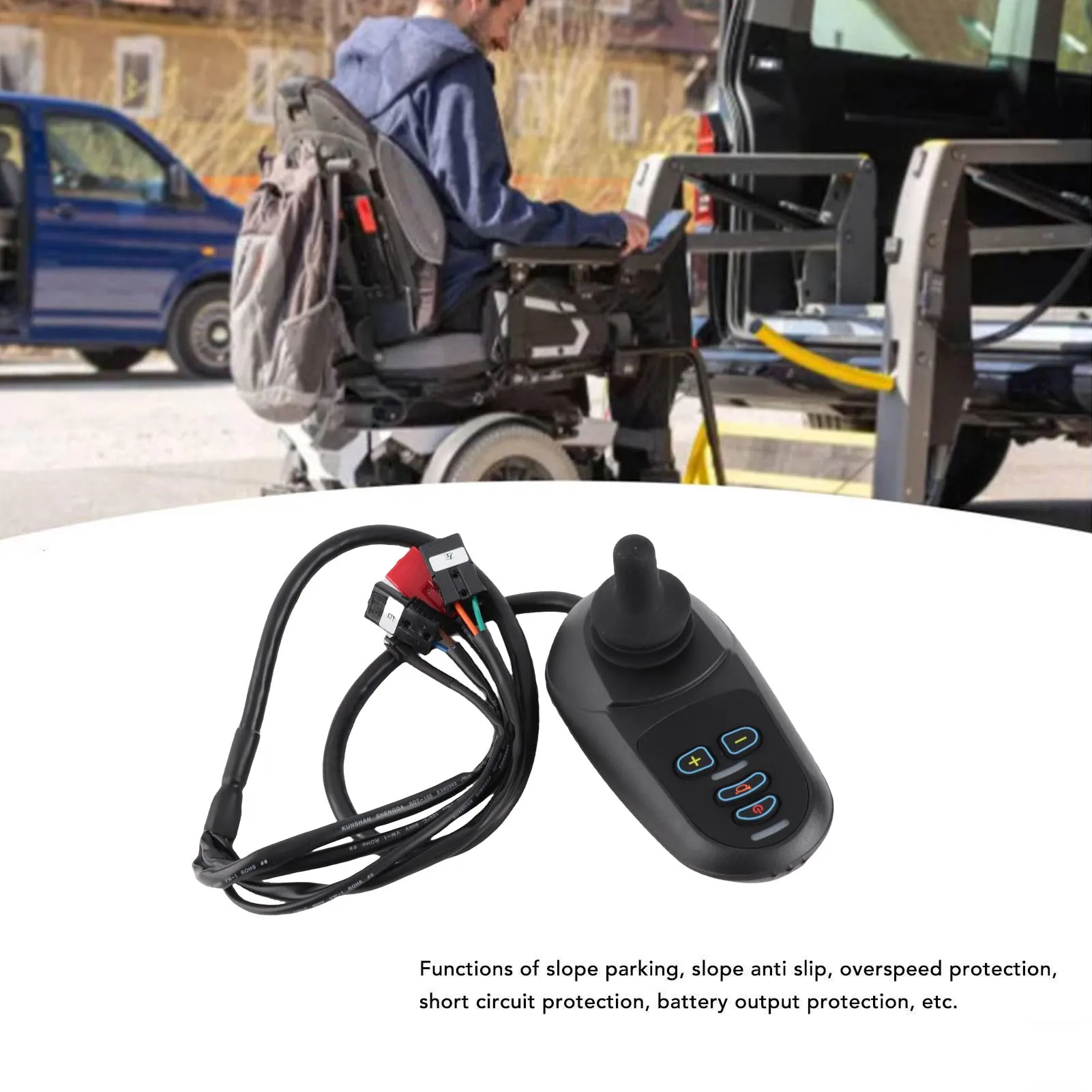 

Electric Wheelchair Power Controller 50A 4 Keys Brush Electric Wheelchair Joystick Controller DC24V Wheel Chair Brake Controller