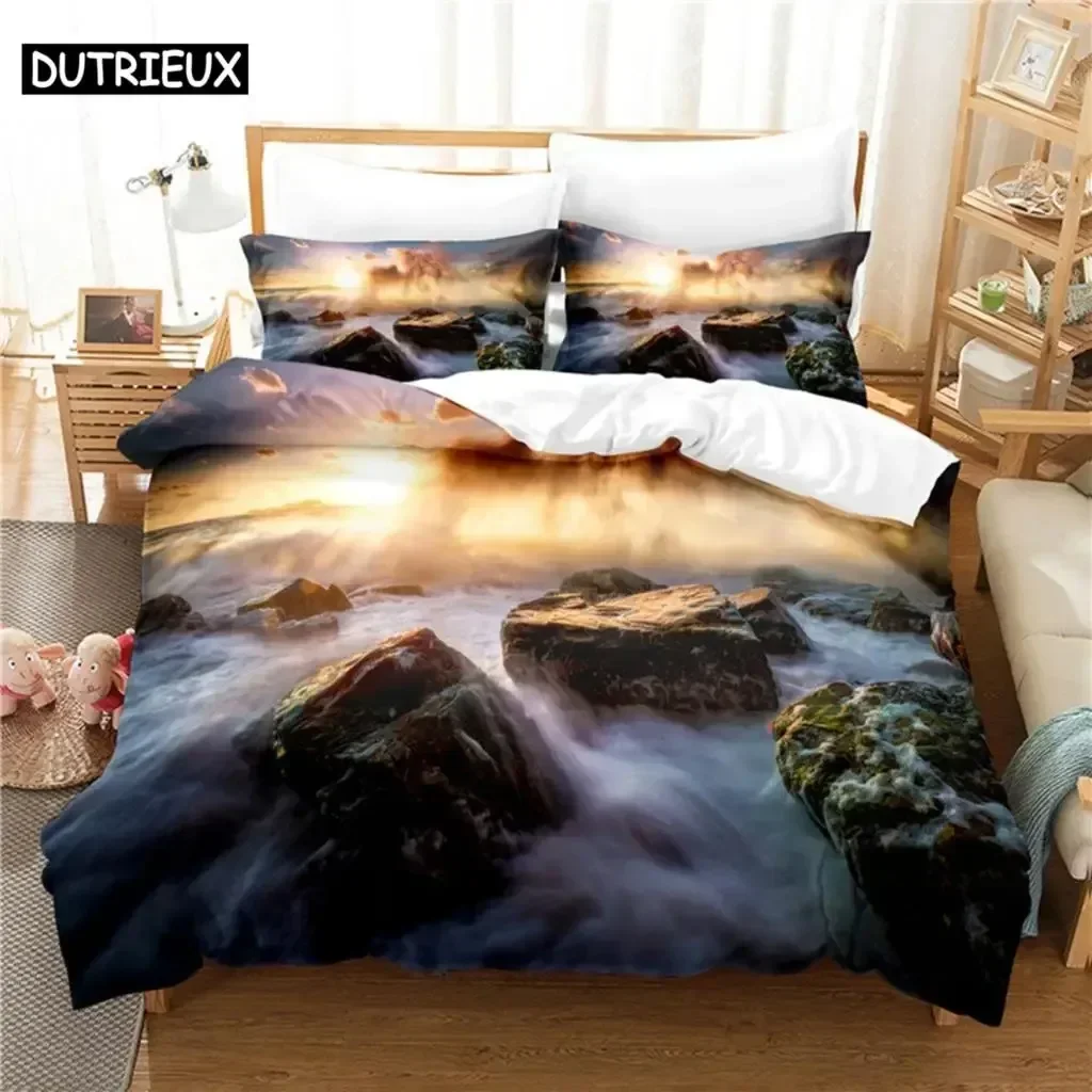 New 3D Print Mountains And Rivers Comfortable Duvet Quilt Cover Pillowcase Bedding Set Children Bedroom Decoration Home Textile