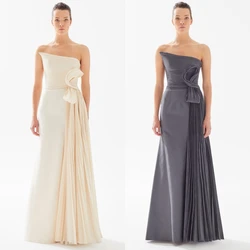 Customized Classic Modern Style Formal Evening Strapless A-line Pleats Bespoke Occasion Dresses