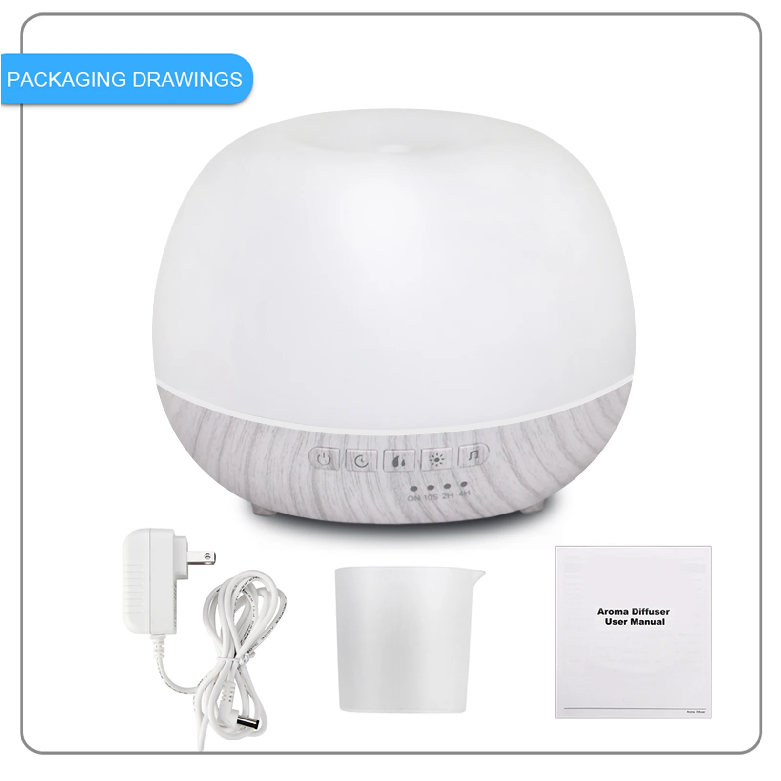 جهاز ترطيب الهواء للزيوت العطرية العلاجية سعة 500 مل من Smart WiFi، يتصل بـ Tuya وAlexa وGoogle Home مع 7 ألوان LED