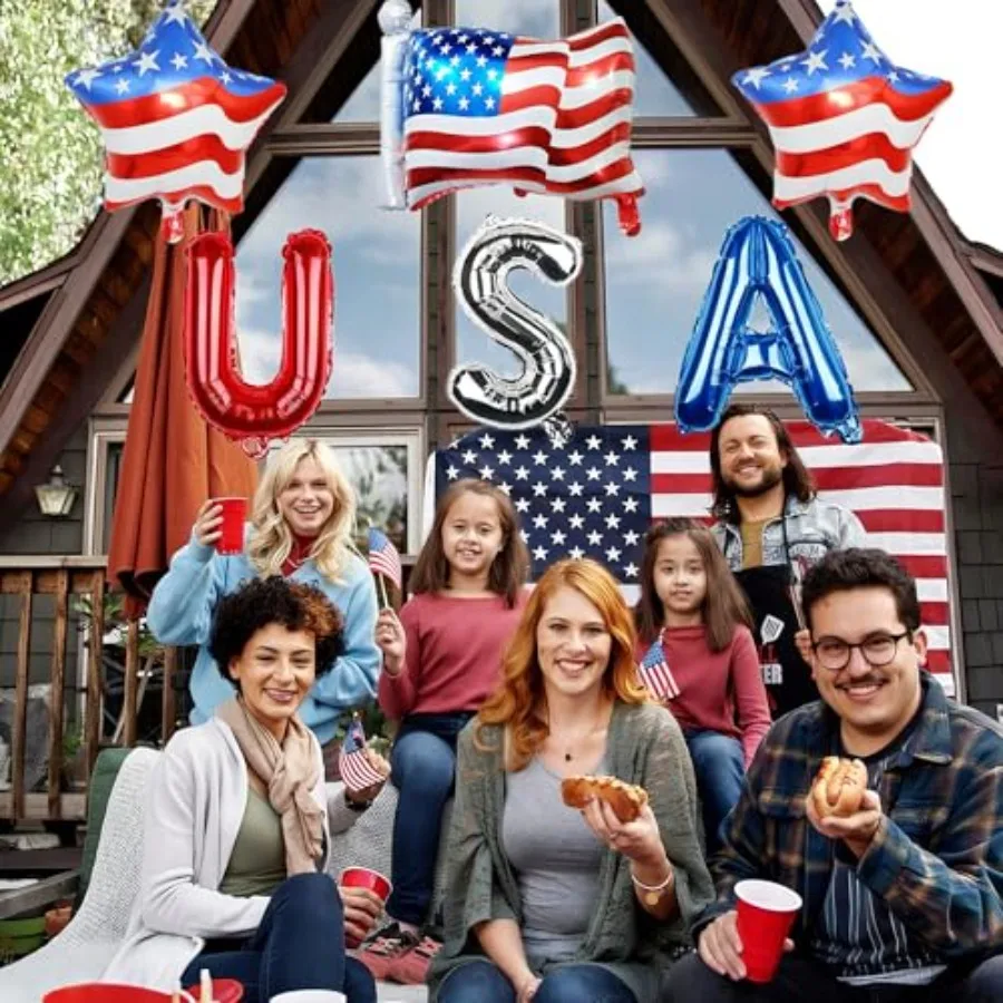 Décorations du 4 juillet, ballons rouges, blancs et bleus, décorations patriotiques de fête américaine du 4 juillet, ballons drapeau américain