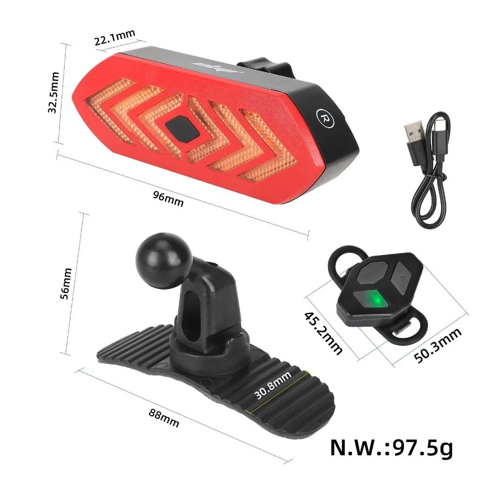 

Ulip Rear Turnal Signal Light with Reflective Tape Remote Control LED Warning Lights USB Rechargeable Parts Light Accessories
