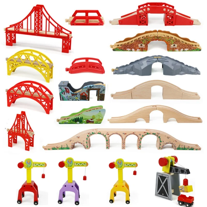 Kinder Eisenbahn Spielzeug DIY Holz Brücke Tunnel Holz Eisenbahn Track Brücke Track Zubehör fit für Biro Holz Tracks Spielzeug