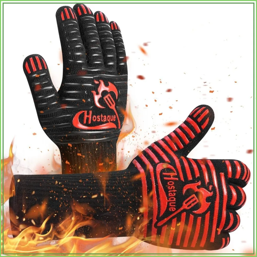 

Extreme Heat Resistant Grilling Gloves 1472°F, Silicone Non-Slip BBQ Oven Mitts for Men, 14 Inch Long for Grilling, Baking, Welding