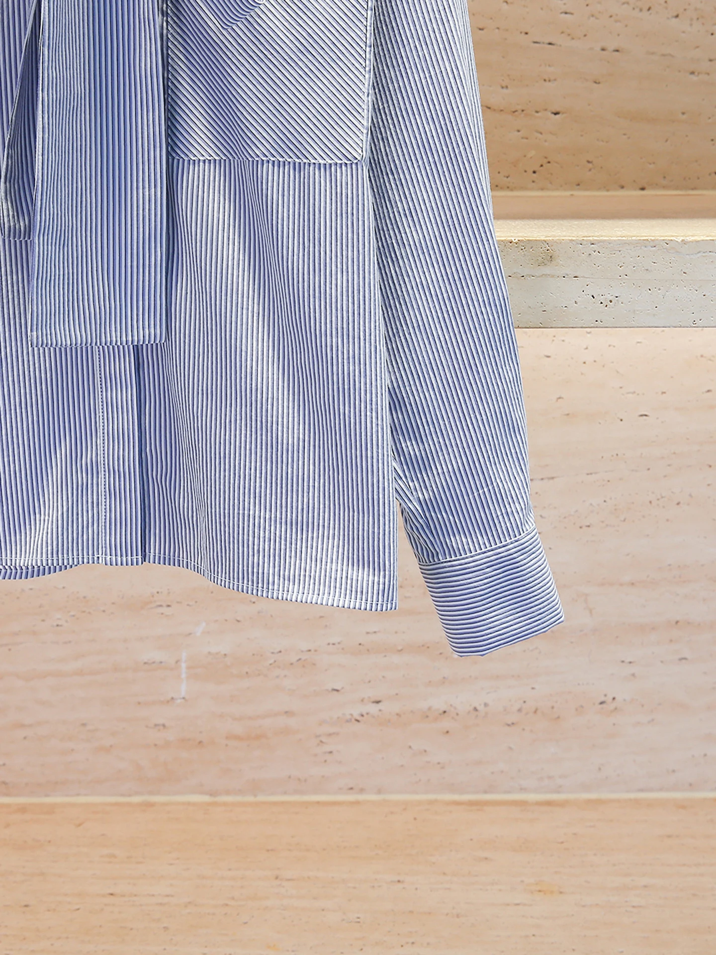 M Home Nan You High End Women's Casual Striped irt with  Knot Belt Autumn Winter Top Commute Sle Loose Fit