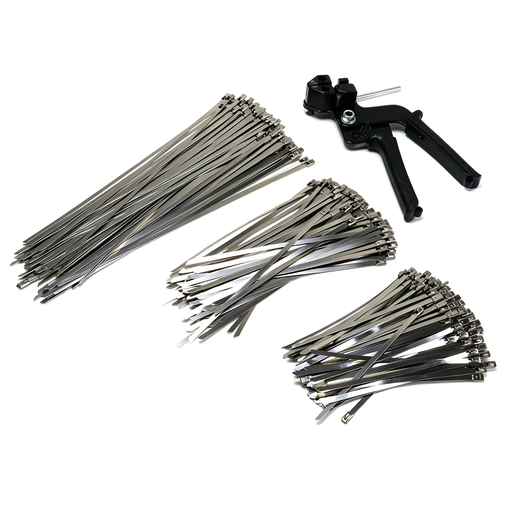 Heavy Duty 304 Stainless Steel Cable Tie Gun 100PCS Metal Zip Ties Cutter UV Resistant Tool Fence Ties 4.6mm Width