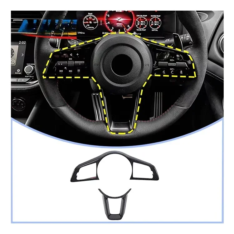 For Nissan 400Z RZ34 True Carbon Fiber Car Interior Accessories Full Set Of Steering Wheel Buttons Decorative Frame