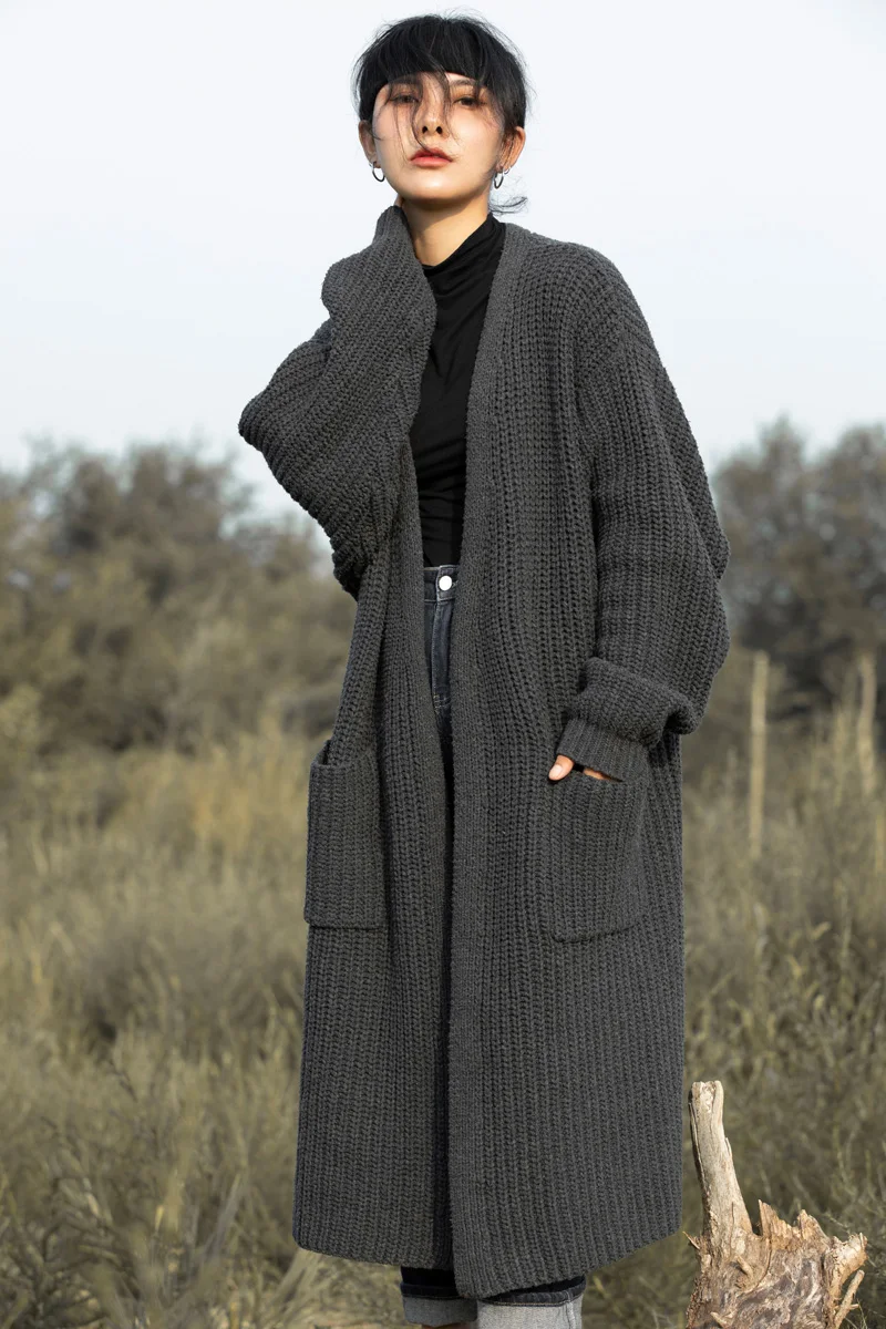 2023 Long Buckle-Free Women's Cardigan Pure Wool Knit Coat Free Size Loose All-Match Women's Coat Casual and Comfortable