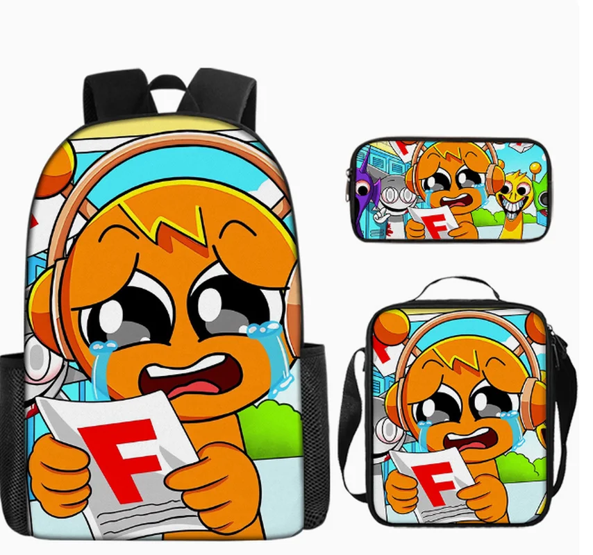

New 3pcs Sprunki Wenda Oren Funbot Beat Boxes Anime Game Peripherals Toy Backpack Student School Shoulder Bag Children Birthday