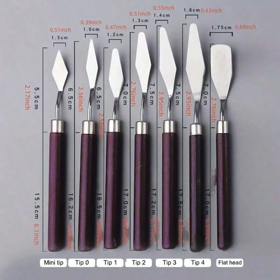 7/9Pcs/Set Stainless Steel Oil Painting Knife Artist Spatula Art Tools Stationery Cake Baking Supplies Painting Drawing Cute