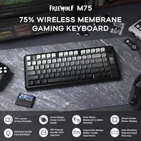 ATTACK SHARK M75 Wireless Membrane Gaming Keyboard with Knob&OLED Display Bluetooth/2.4Ghz Rainbow Backlit Gradient PBT Keycaps