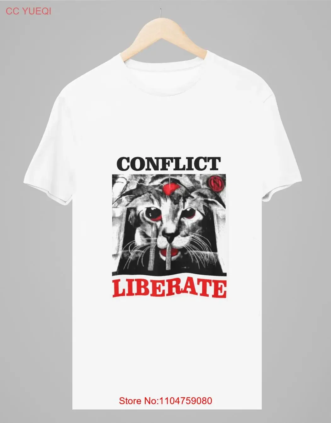 Футболка Conflict Liberate, винтажная стираная универсальная мягкая эластичная дышащая уличная одежда с рисунком, топ для повседневной носки