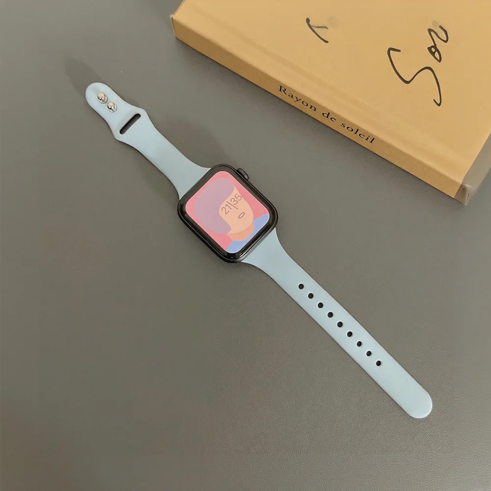 Apple Watch用スポーツスリムシリコンストラップ 10バンド 42mm-46mm 44mm 41mm 40mm 38mm 45mm ブレスレット シリーズ8 SE 4 9 7 6 5 ウルトラ2 49mm対応