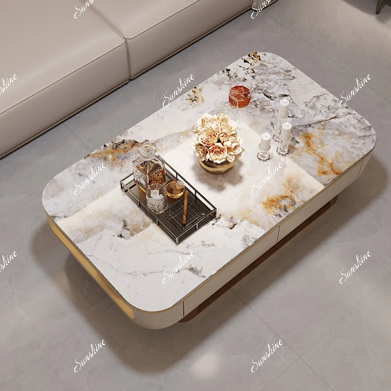 Creative light luxury microcrystalline stone 1.4 meters rectangular living room household coffee table  FT