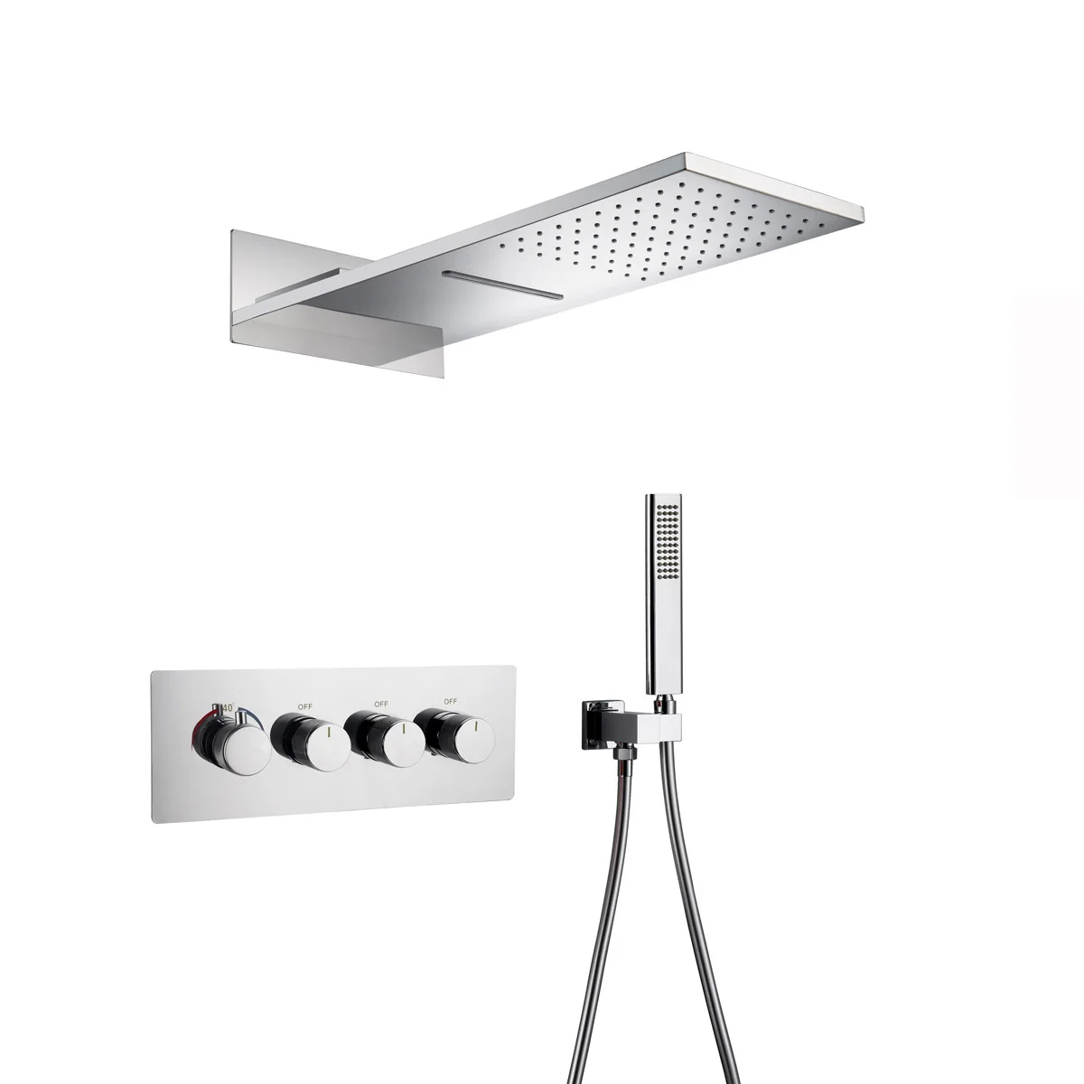

Hidden embedded wall thermostatic shower shower set, waterfall canopy flying rain full copper top spray shower