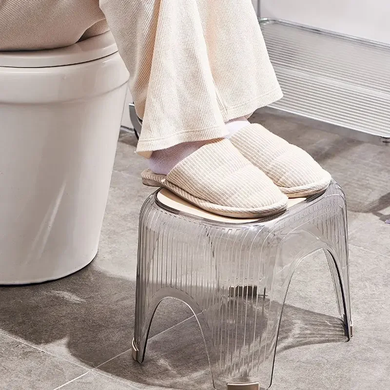 

Clear Plastic Low Bathroom Toilet Foot Stool Adult Constipation Living Room Sofa Small Stool Porch Shoe Change Stool