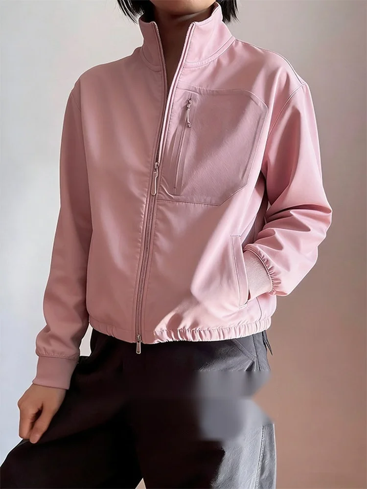 

Korean Sle Casual Sportswear Pink Zipper Hoodie Jaet Women Spring New Faion Small Size Beautiful Commute Windbreaker
