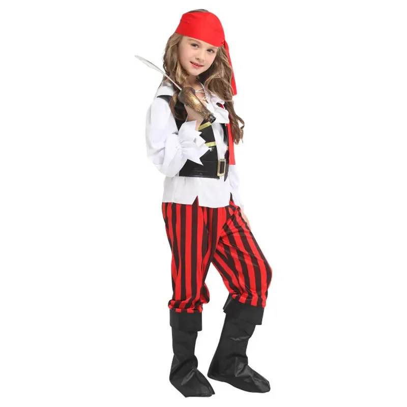 Children Kids Rebel Posh Pirate Costume Suit Outfits Corsair Girls Halloween Purim Carnival Party Masquerade Role Play