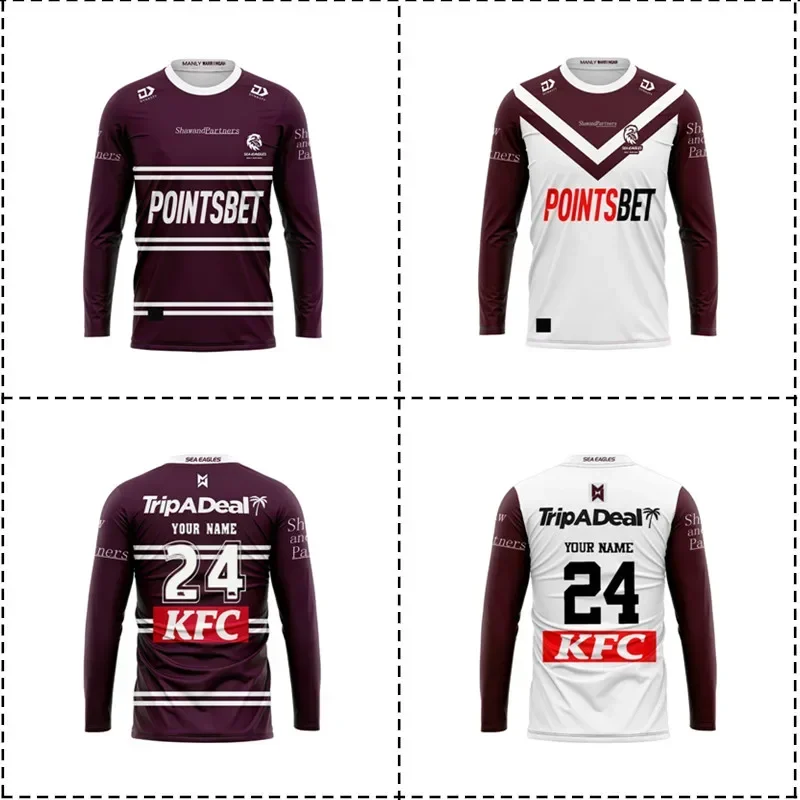 

2024 Manly Sea Eagles Long Sleeve Home / Away Rugby Jersey Size: S-XXXL （Print Custom Name Number）