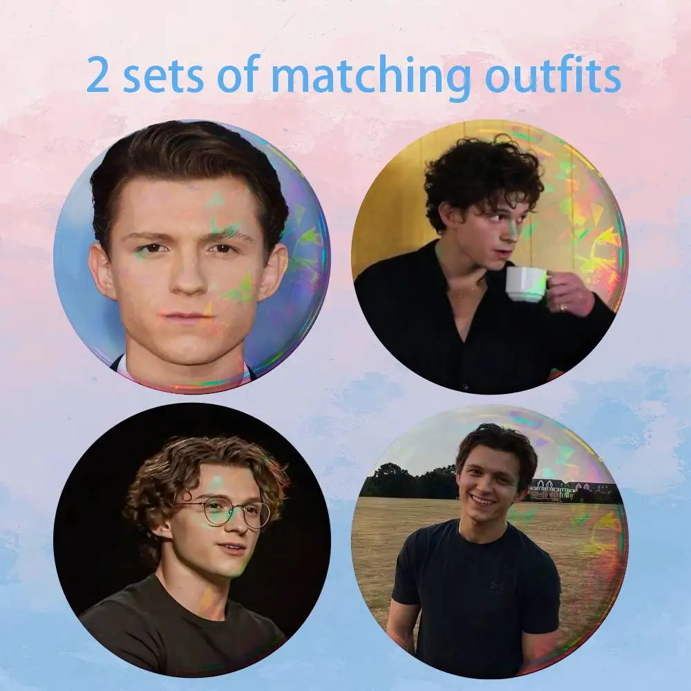 Actor T-Tom Holland HD Print Round Lapel Pins Pretty Derby 2 piece set Round Display Brooches Brooch Badges
