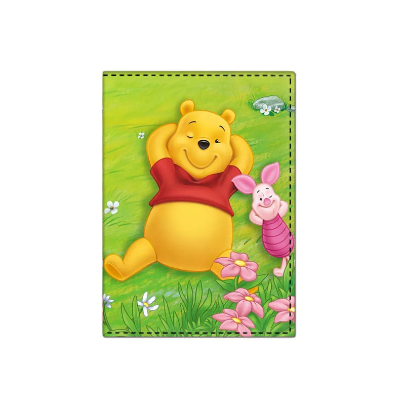 Disney-Couverture de passeport en cuir PU, ours ourson, porte-passeport de voyage de dessin animé, portefeuille pour cartes de crédit, étui mignon pour billets Winnie