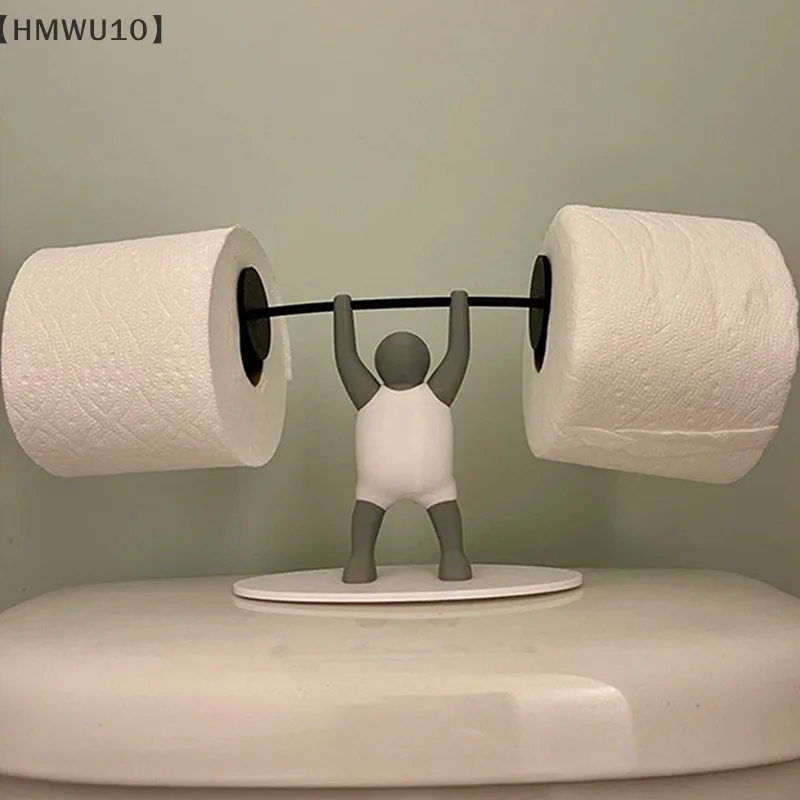 Funny Weightlifter Toilet Roll Holder Fitness Weightlifting Villain Bathroom 3D Toilet Paper Holder Home Decoration