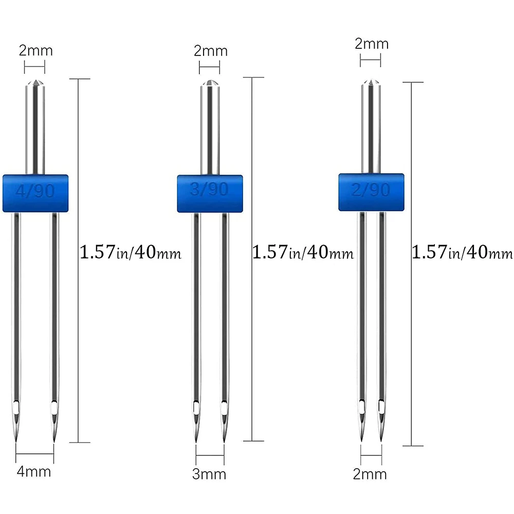 3PCS Sewing Double Twin Needles 2/90 3/90 4/90 Sewing Machine Stretch Twin Needles Pins for Household Sewing Machine Accessories