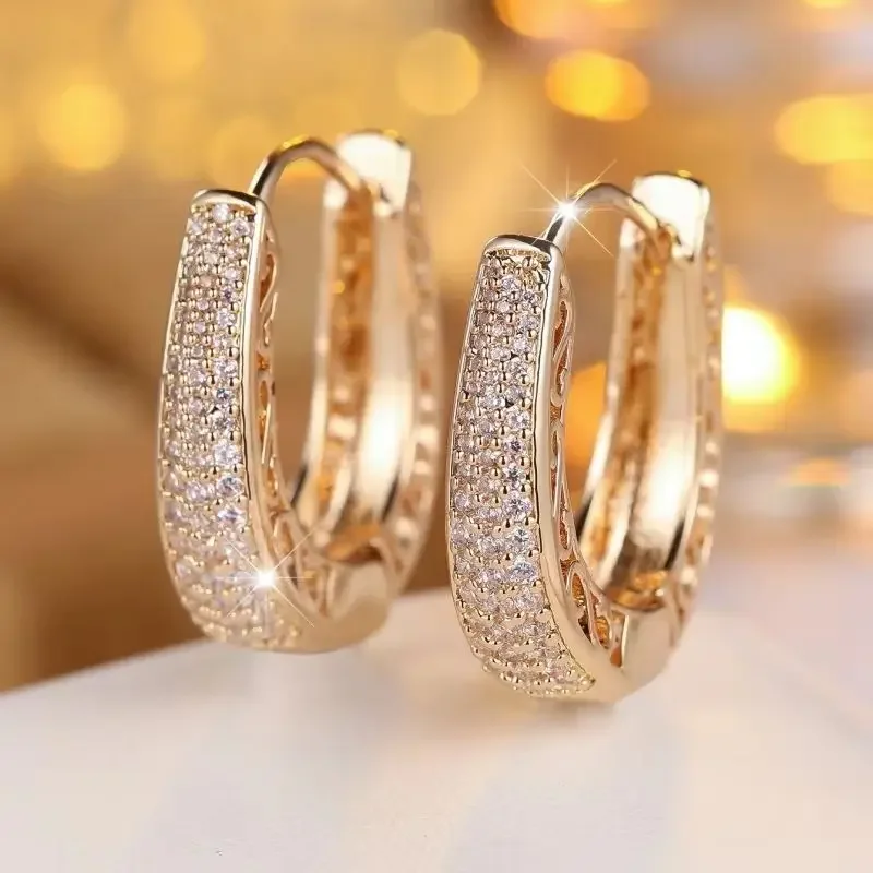 High-End Personalized U-Shaped Ear Cuff with round Full Diamond White Zircon Border Fashionable Avant-Garde Accessory