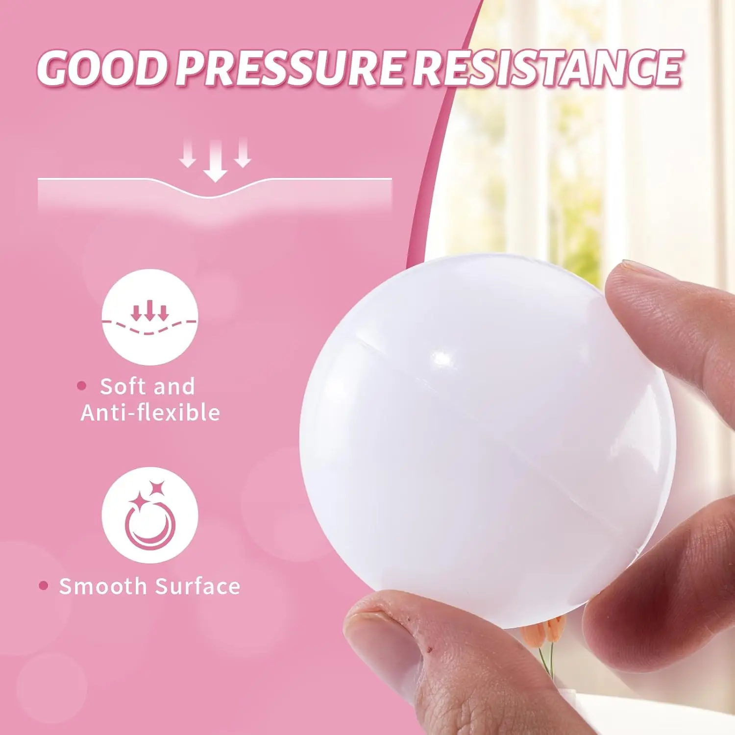 Ball Pit Balls for Kids, Pool Toys Thicken Soft Plastic Balls for Ball Pit BPA Free Toddler Toy White Clear and Pink 100pcs