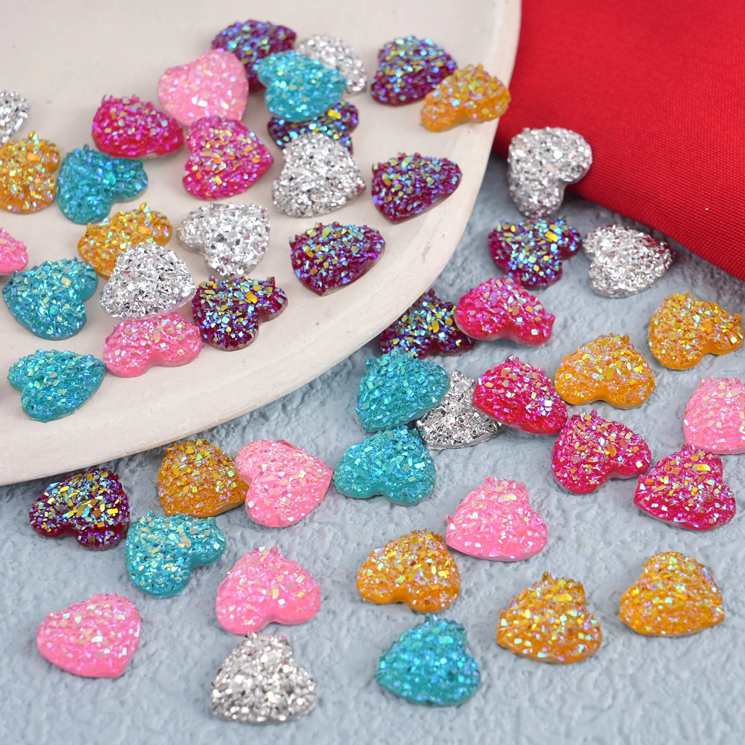 100 Pcs 12mm Mixed Color Cabochons,Flat Back Round Resin Cabochon for Jewelry Making with Glitter Mermaid Finish for DIY Jewelry
