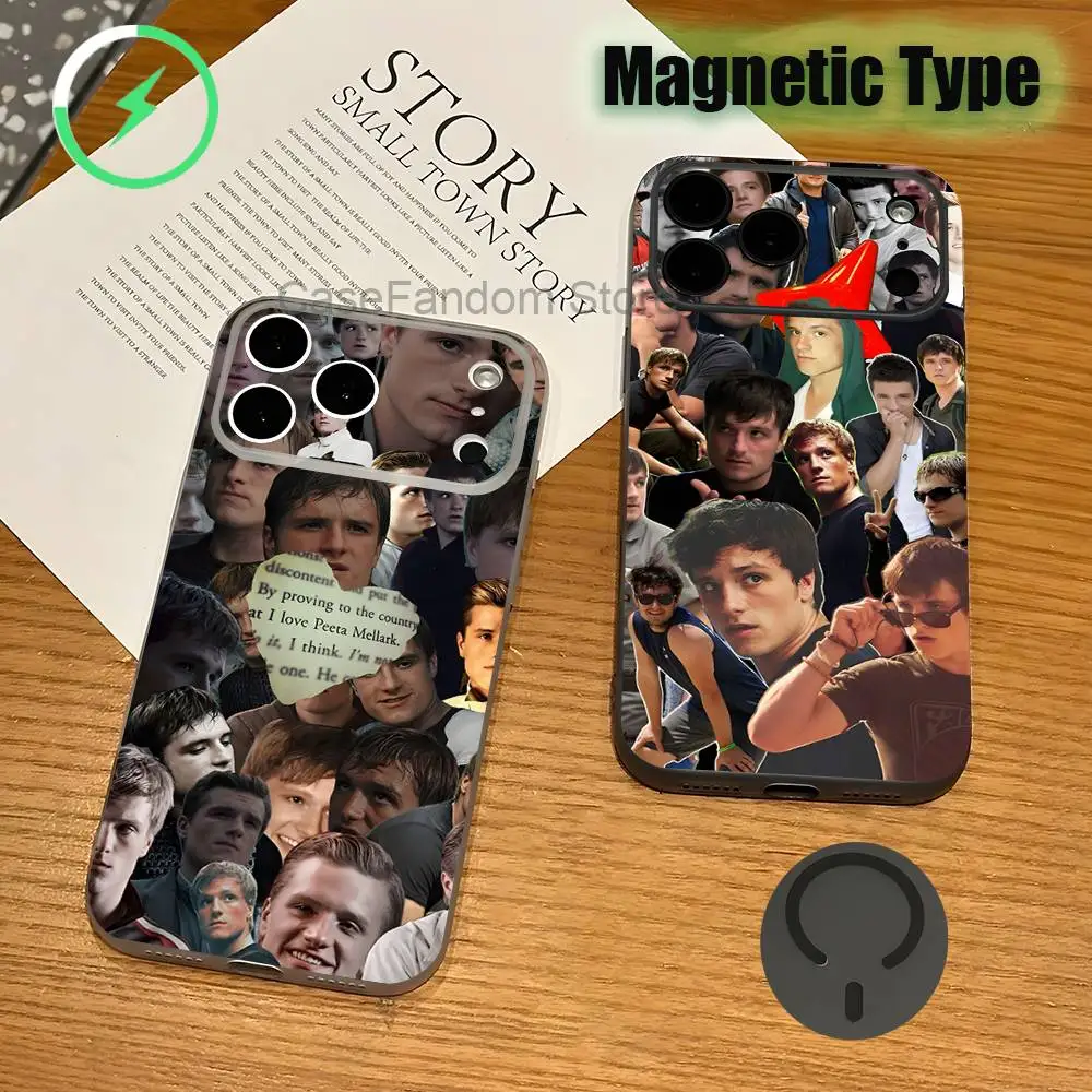 

Противоударный прозрачный серый чехол J-Josh Hutcherson для iPhone 17, 16, 15, 14, 13, 12, 11, Pro, Max, Plus, с магнитной зарядкой