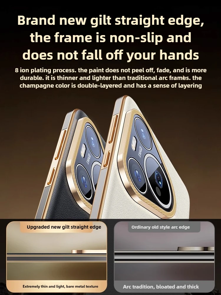 

Легкий роскошный кожаный чехол из натуральной кожи для Huawei Pura 80 Pro, металлический кожаный чехол с кольцом для компакт-дисков Pura80 Ultra