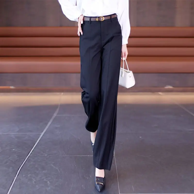 

Elegant Office Ol Suit Pants Business Vintage Formal Work Pencil Pantalones Women Classic High Waist Straight Trousers B51