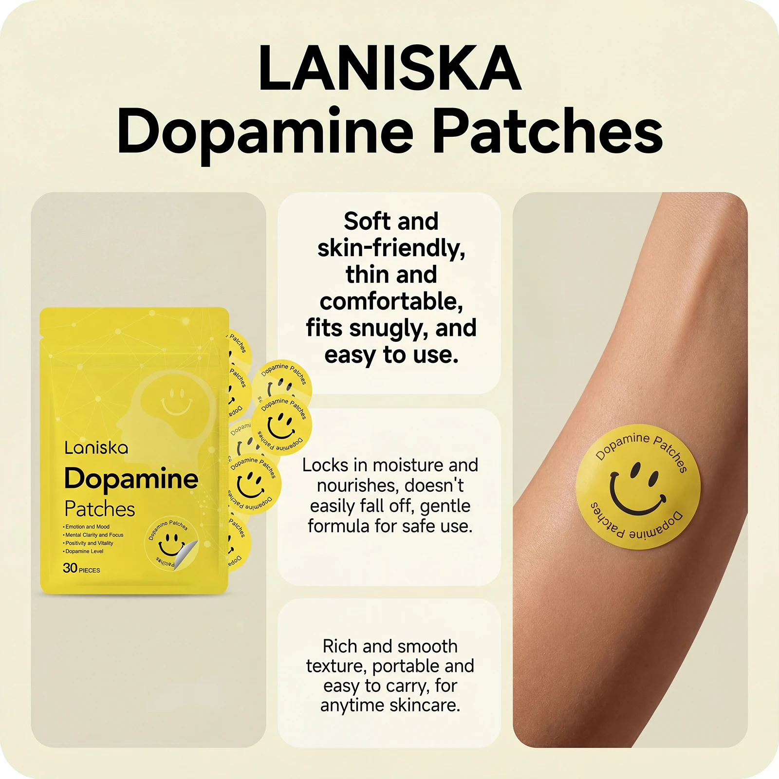 Dopamine Patches Vitality Boost Instant Mood & Focus Enhancement Concentration Aid Wellness Body Care Patch