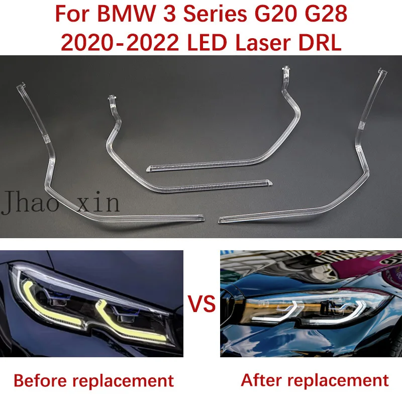 Front Headlight Angel Eye Car Headlight DRL Lamp Tube for BMW 3 Series G20 G28 White 2020-2022 LED Laser Ballast Module DRL Lamp
