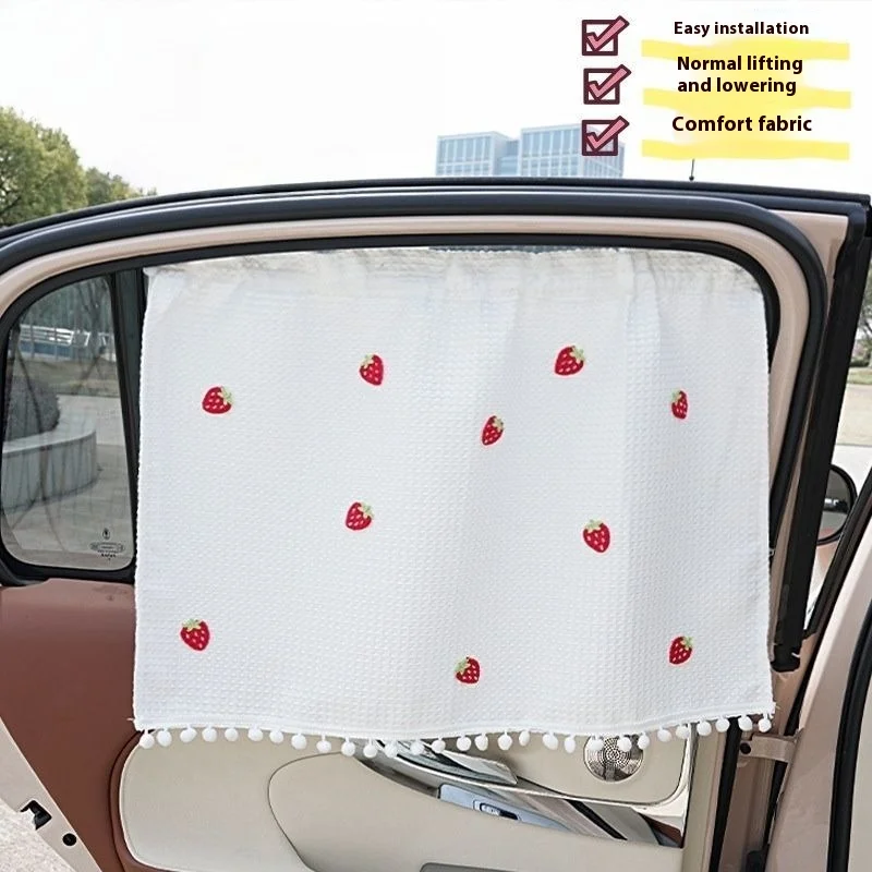 

Car Side Window Privacy Curtains Suction Cup-Style Light-Blocking Car Accessories Embroidered Car Side Windows Sunshades