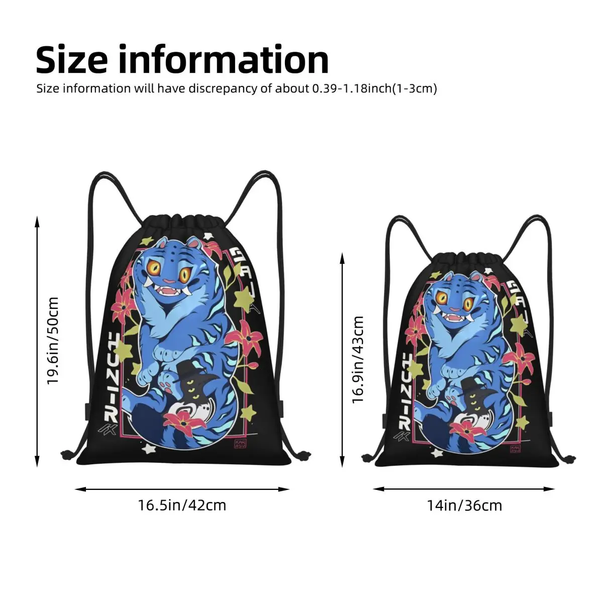 KPop Demon Hunters Huntrix Drawstring Bags Sports Backpack Gym Sackpack Blue Tiger String Bags for Cycling
