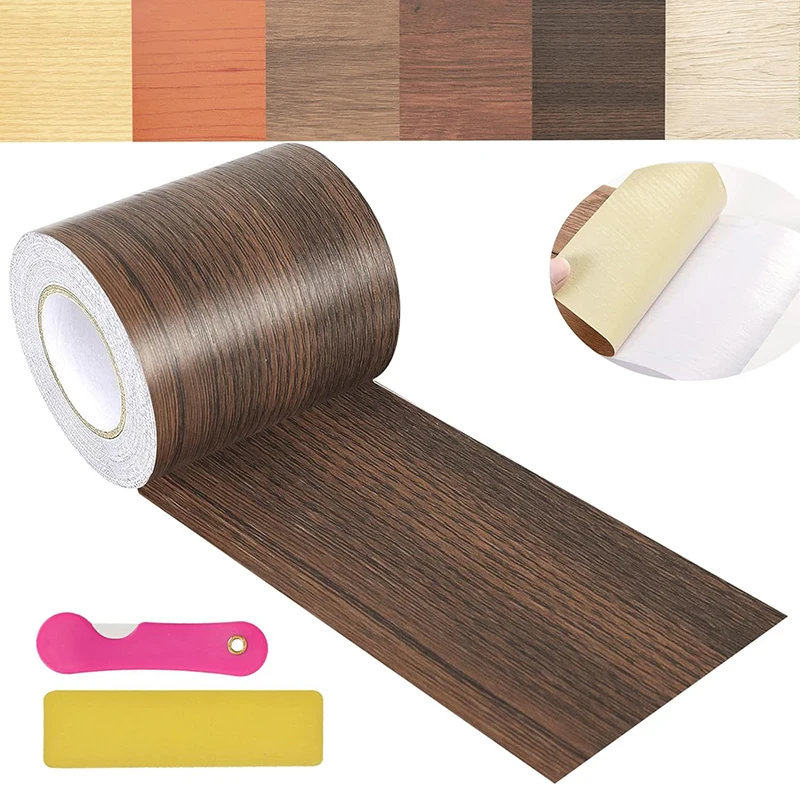 Self-Adhesive Baseboard Wall Stickers Waterproof Waist Line Wood Grain Wallpaper Door Frame Window Sill Furniture Film