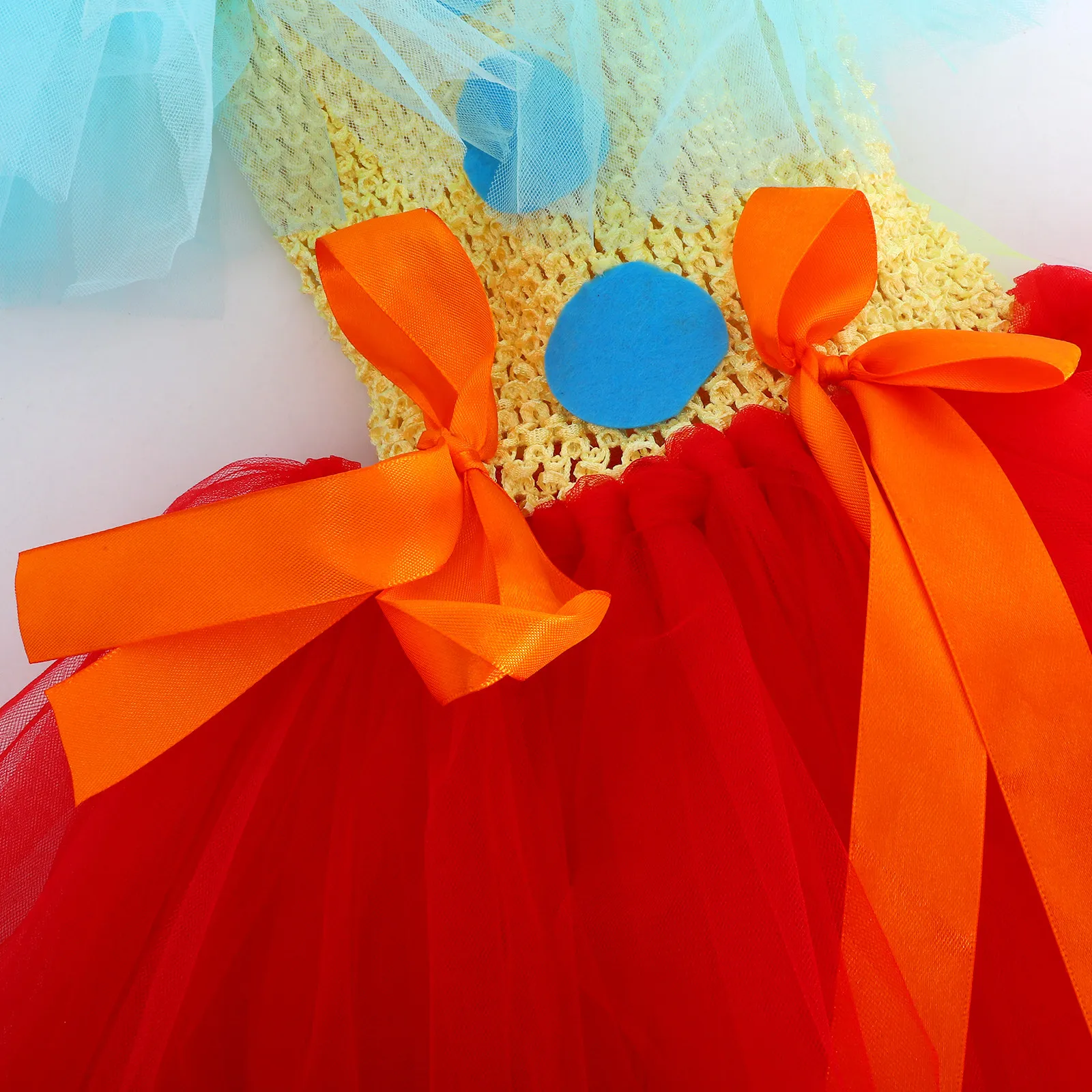 1Set Girls Clown Costume Tutu Skirt Set Circus Princess Design Bright Colors Comfortable Mesh Fabric Matching Headband Carnival