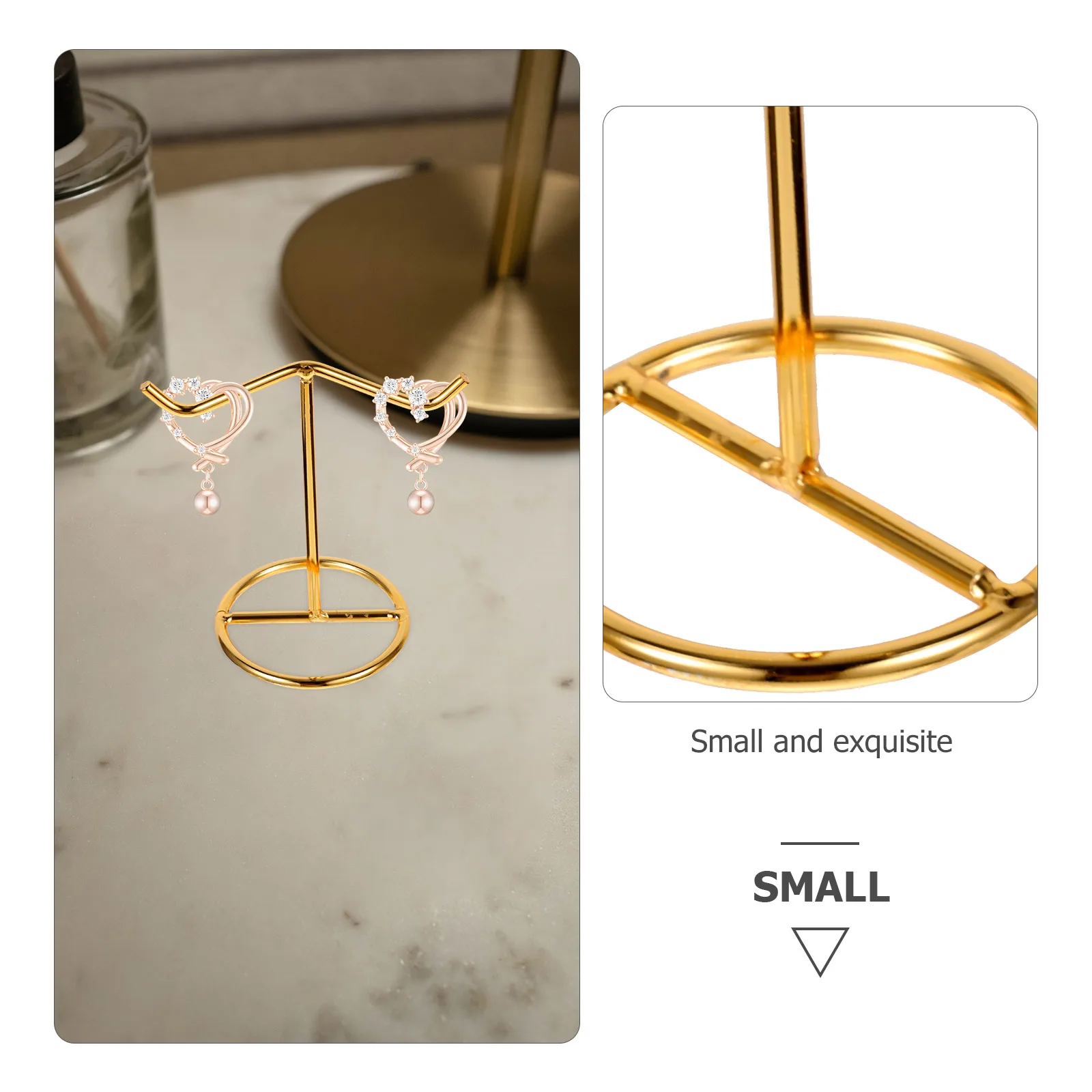 

2pcs Iron Display Necklace Stand Stand Earring Holder Necklace Organizer Gold Metal Storage Rack Multi Function