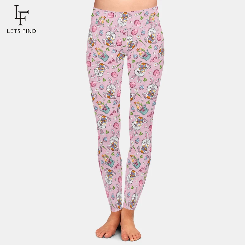 LETSFIND-Legging fitness taille haute pour femme, pantalon slim, imprimé lapin et œufs de Pâques mignons, Joyeuses Pâques, Printemps, Nouveau, 2024