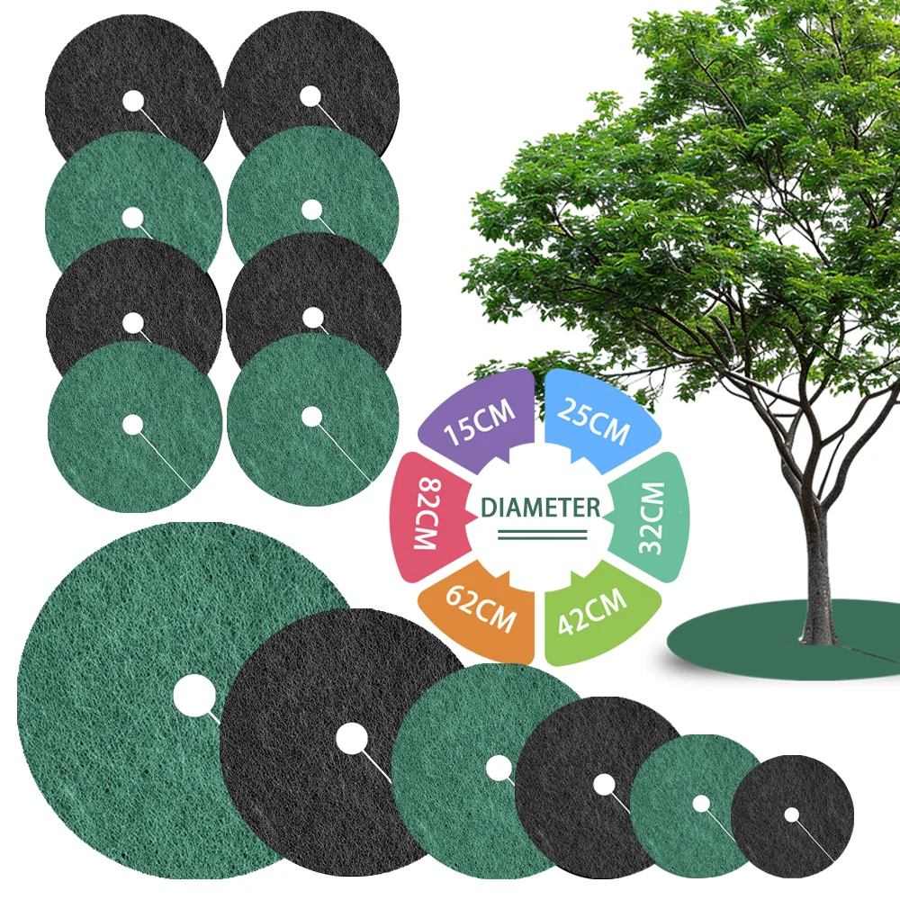 6pcs Tree Protection Weed Mats Protector Mat From Weeds Non-Woven Plant Cover Anti Grass Gardening Fabric Weed Control 15cm-82cm