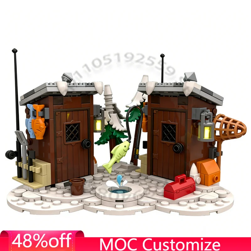 

311 PCS Couple Christmas Fishing Spot MOC Customize Modular Building Block Model Popular Technology Brick DIY Holiday Toy Gifts