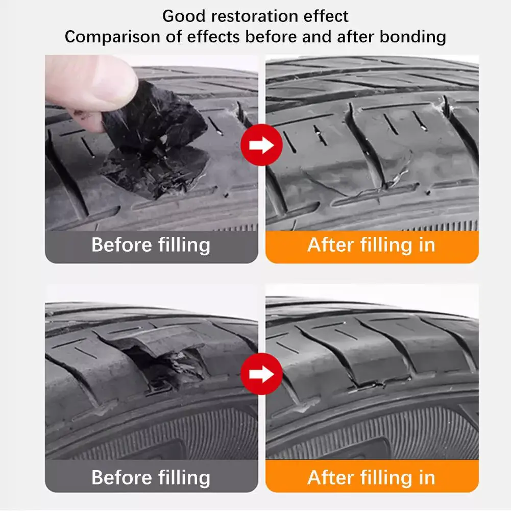 1/2/3 قطعة 60 مللي + مكشطة بيضاء + ورق الصنفرة وكيل إصلاح إطارات السيارات المطاط مقاوم للماء ارتفاع درجة الحرارة المنخفضة مقاومة للاهتراء