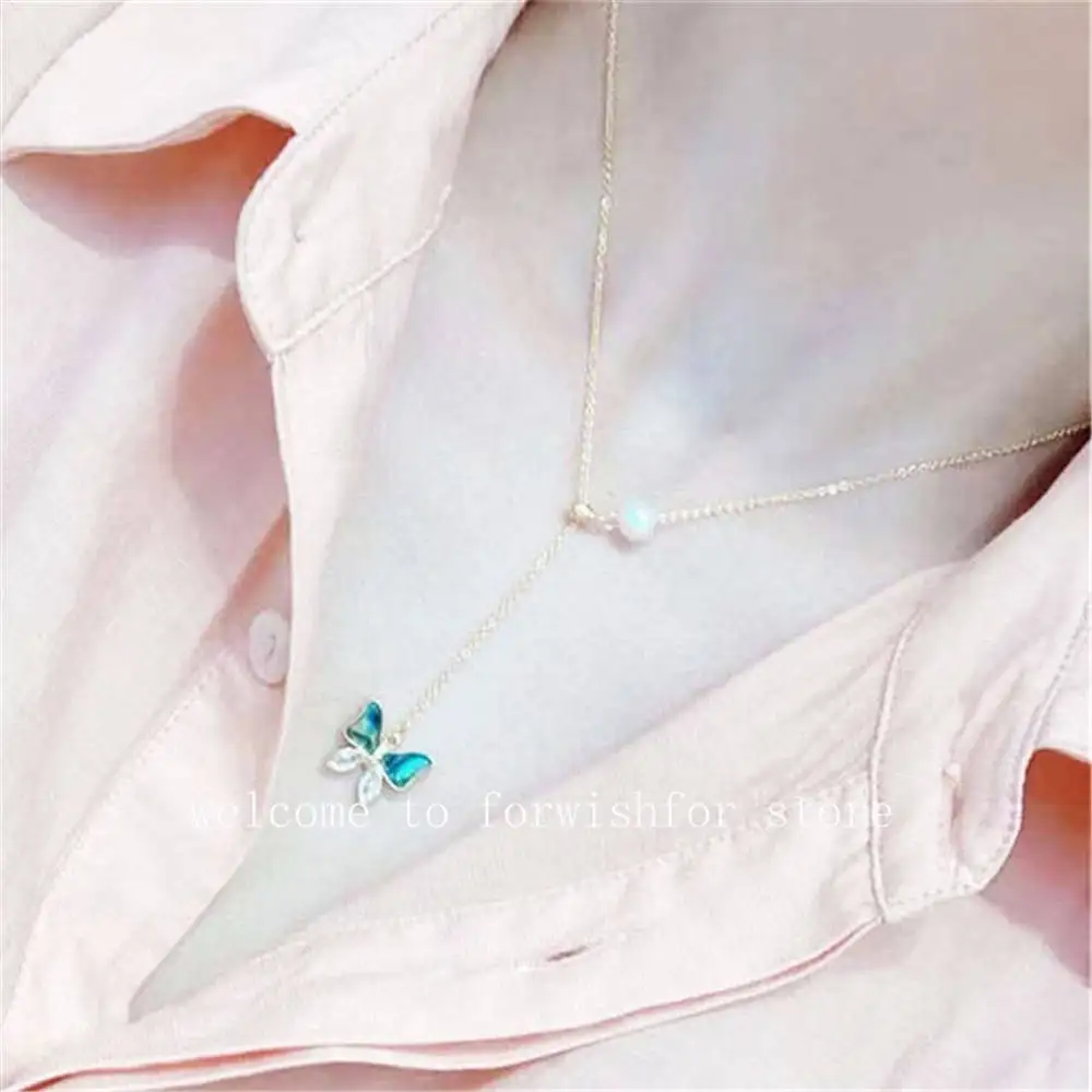 Abalone Butterfly Pearl Y-shaped Necklace This Year's Very Popular Metal Element Natural Freshwater Pearl