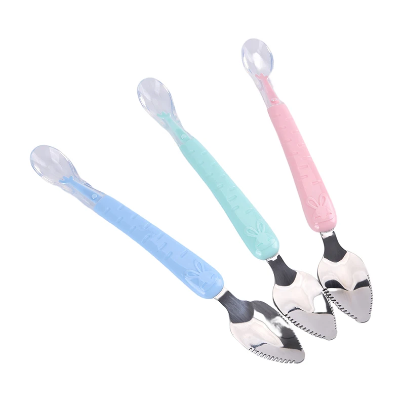 Dual Use Solid Food Feeding Spoons For Baby Silicone Soft Training Feeding Spoons for Children kids Infants Temperature Sensing