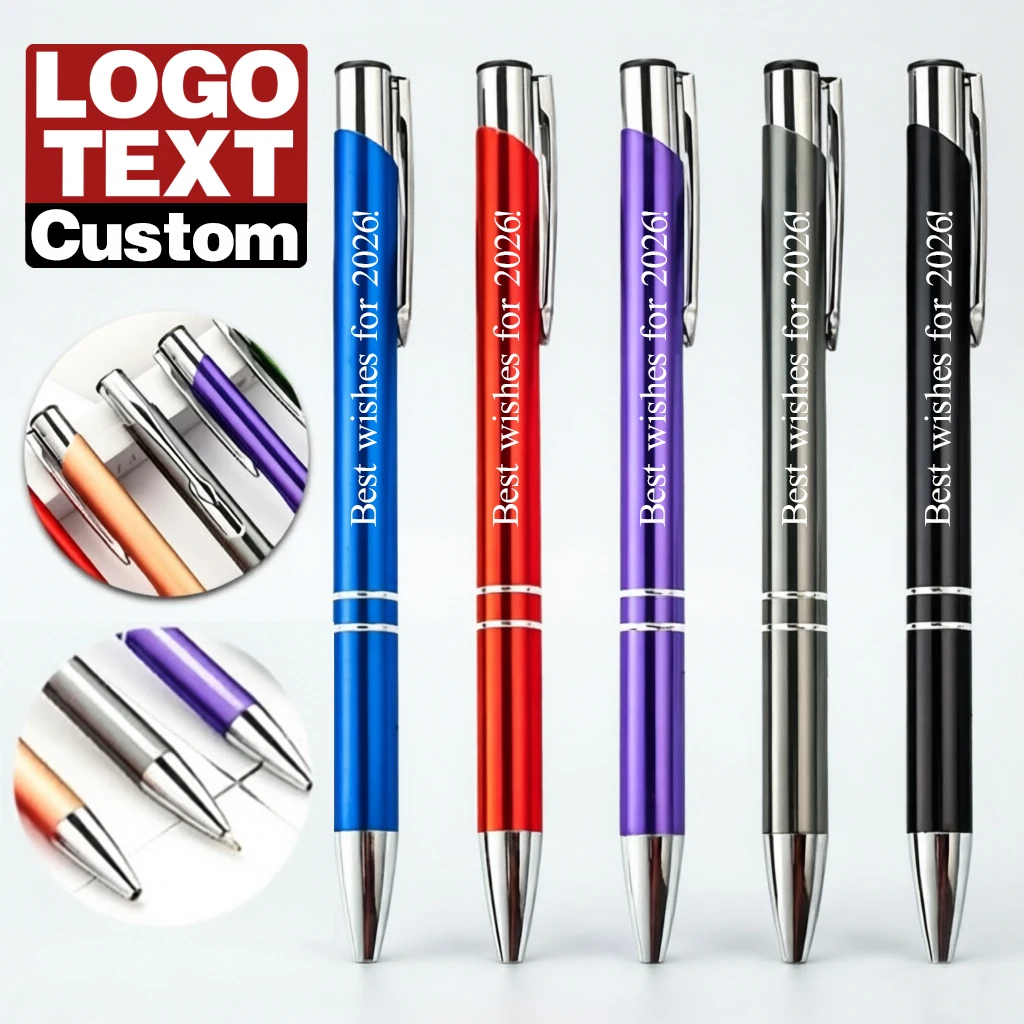 20Pcs Wholesale Metal Ballpoint Pens Free Customization of Logos High-quality Ball Pen Business Stationery Gift Pens