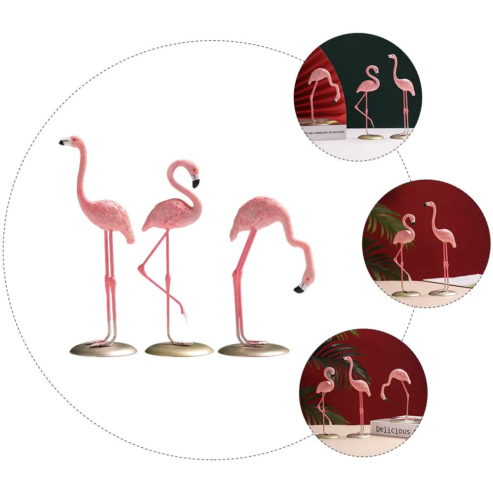 

3pcs Resin Lifelike Garden Decor For Yard Patio Flamingo Yard Decor Tabletop Desktop Home Office Flamingo Ornament