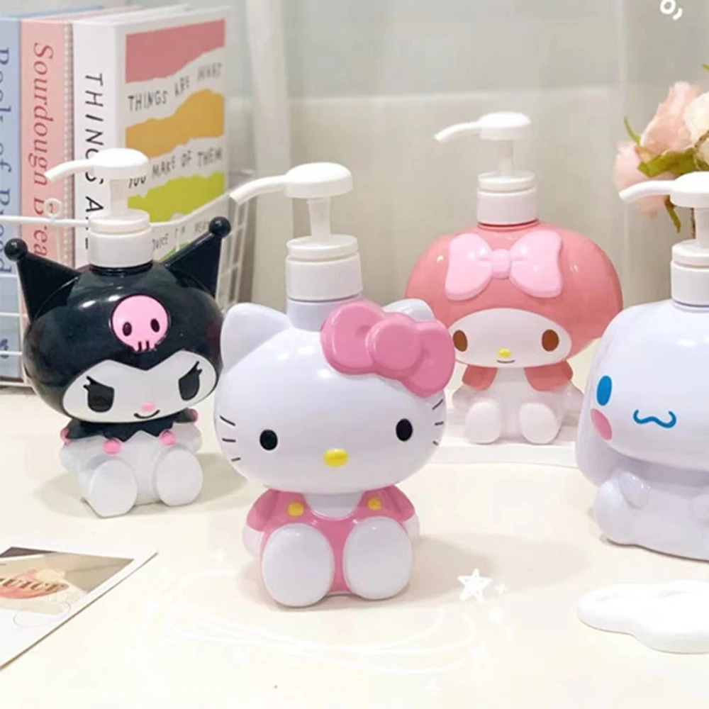 Kawaii Sanrio Filling Bottles Hello Kitty Cinnamoroll Kuromi  Conditioner Bottle Dispenser Refillable Containers for Liquid Soap