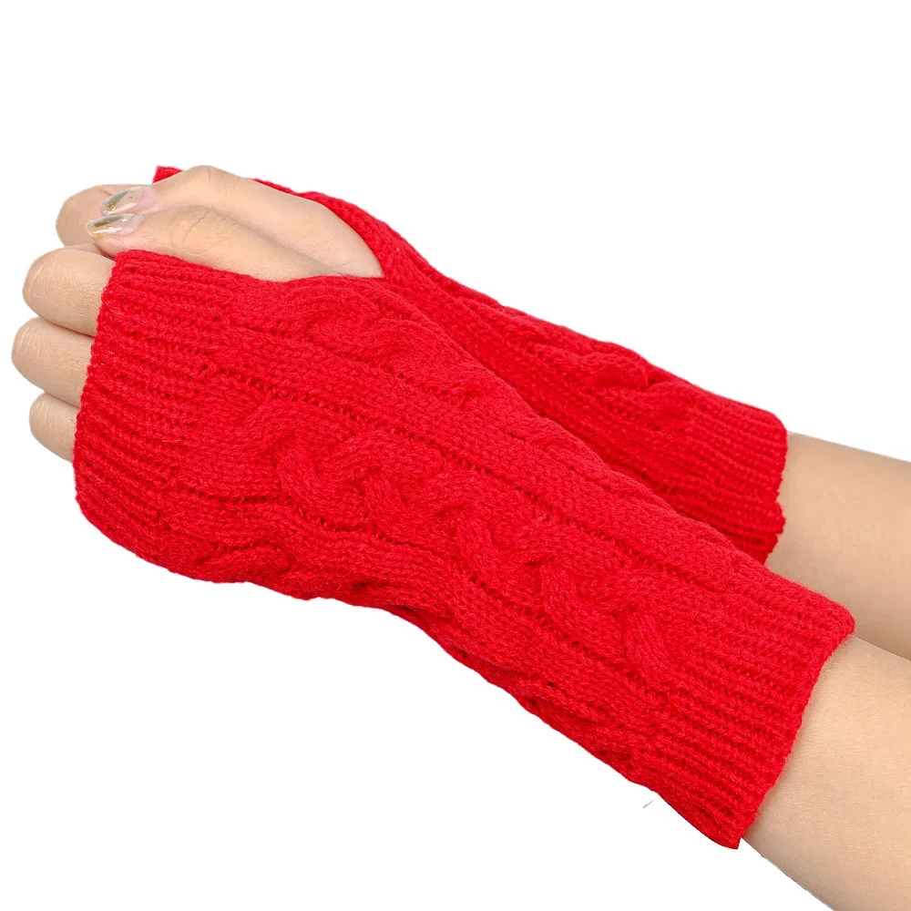 Mode Stricken Halbe Finger Handschuhe Handschuhe Motorrad Auto Fahren Herbst Winter Einfarbig Paar Handschuhe Mädchen Gestrickte Handschuhe – Detail 6